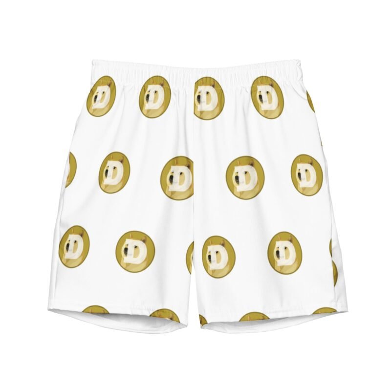 DOGE Dogecoin White Short Shorts Swim Trunks