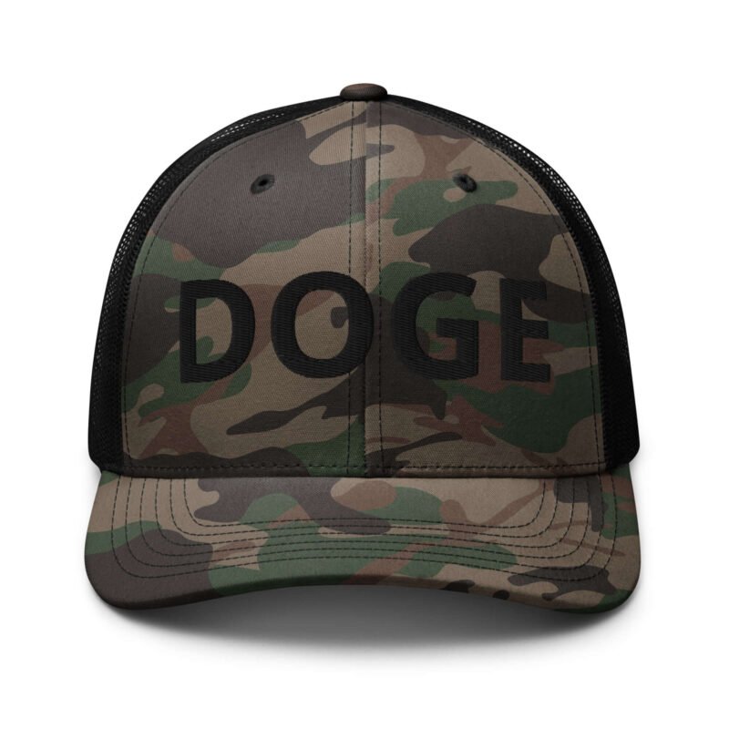 DOGE Embroidered Camouflage Trucker DOGE Hat | Premium Mesh Cap | Outdoor Snapback