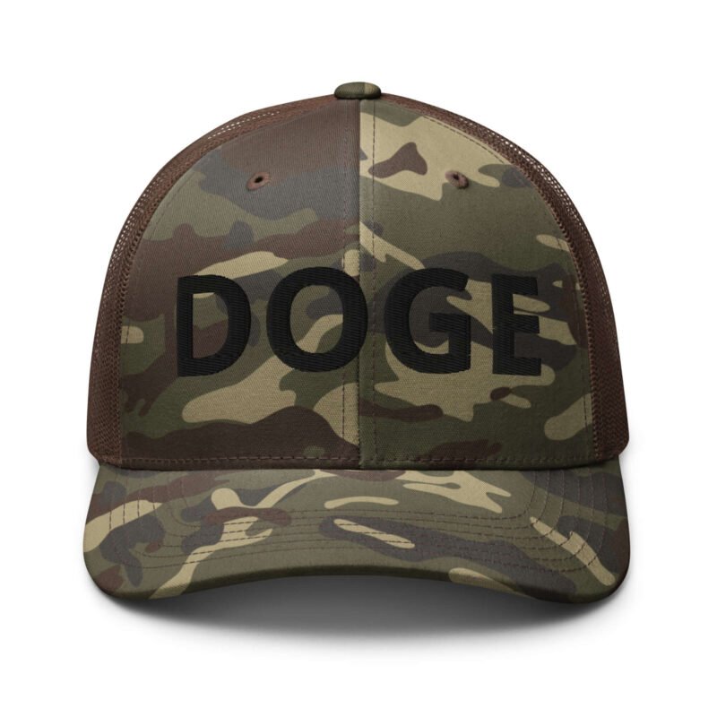 DOGE Embroidered Camouflage Trucker DOGE Hat | Premium Mesh Cap | Outdoor Snapback