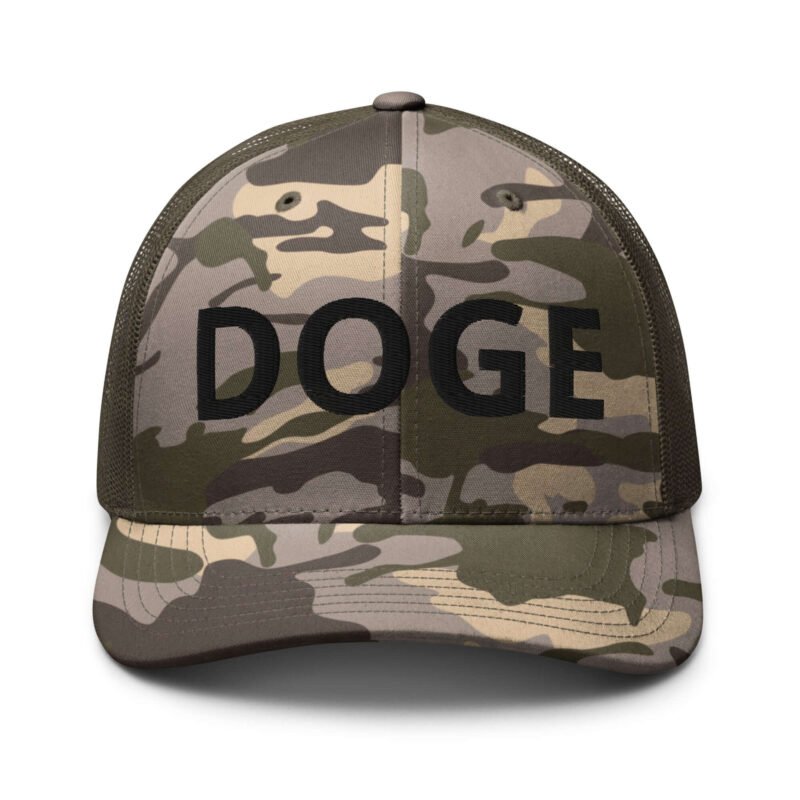 DOGE Embroidered Camouflage Trucker DOGE Hat | Premium Mesh Cap | Outdoor Snapback