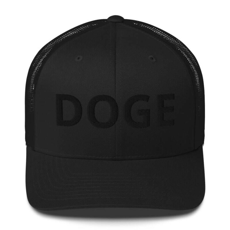 Stealth Black-on-Black DOGE Embroidered Trucker Cap | Premium DOGE Hat | Adjustable Snapback