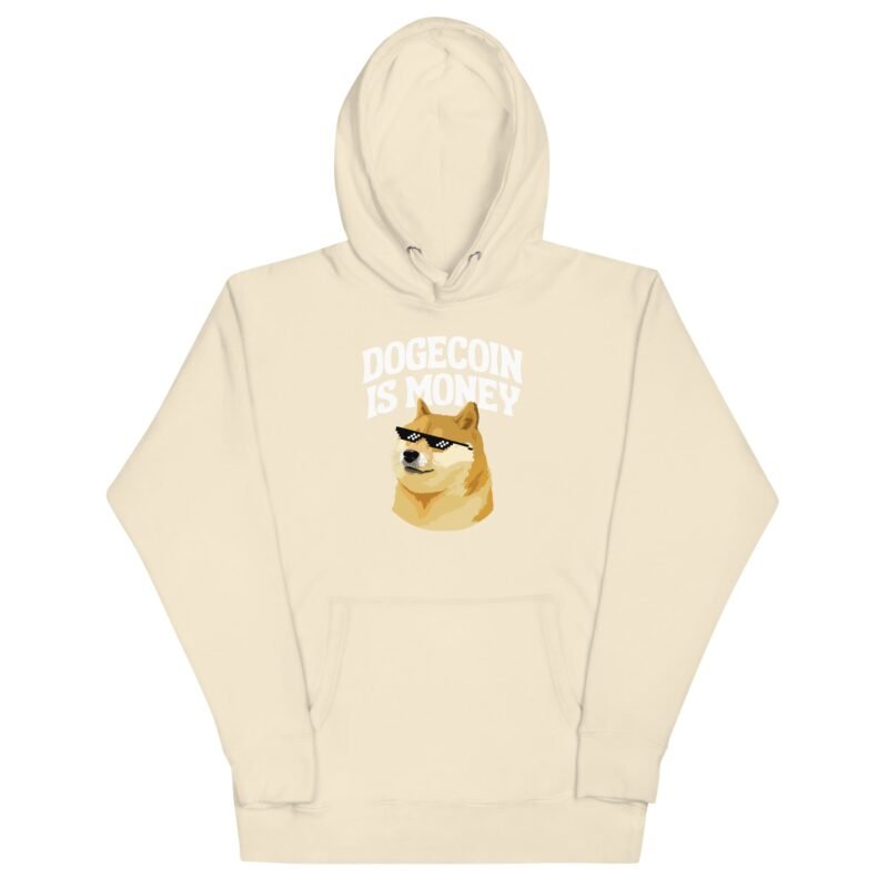 DOGE Merch Premium Hoodie "Dogecoin is Money" - DOGE Streetwear DOGE Store Unisex Sweatshirt