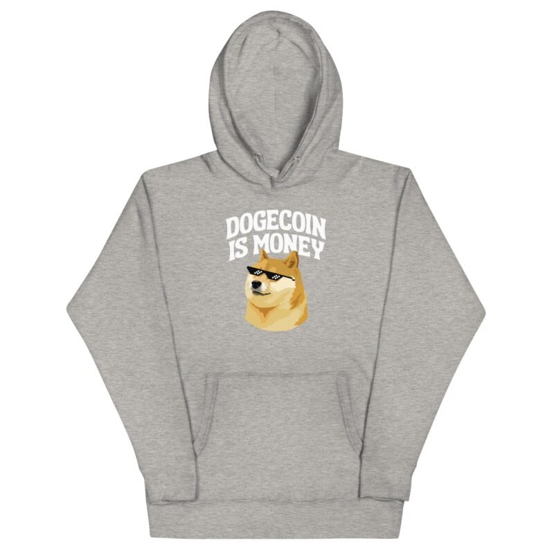 DOGE Merch Premium Hoodie "Dogecoin is Money" - DOGE Streetwear DOGE Store Unisex Sweatshirt